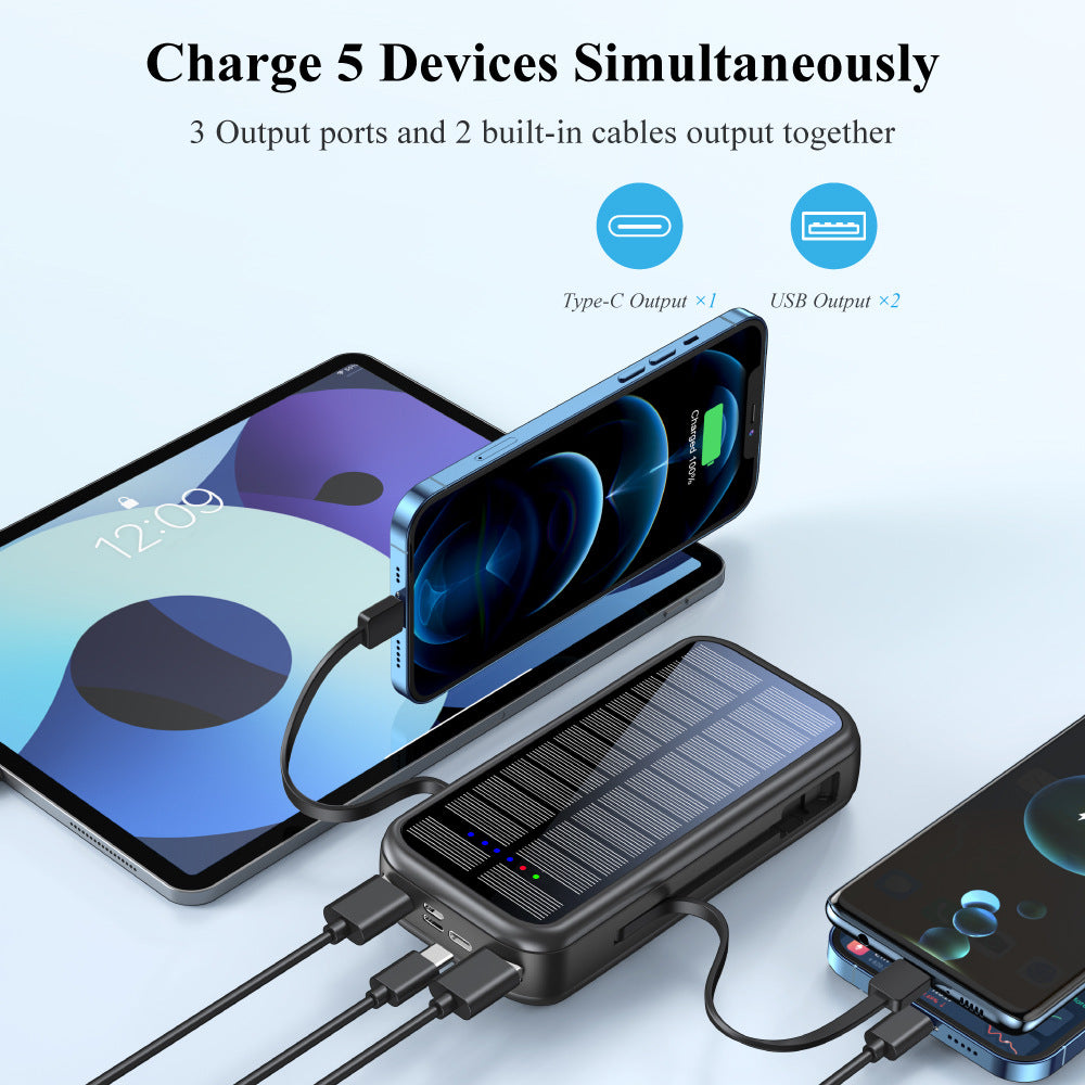 Solar Powerbank with Integrated Fast Charging Function and Usb-C Cable Bowlift