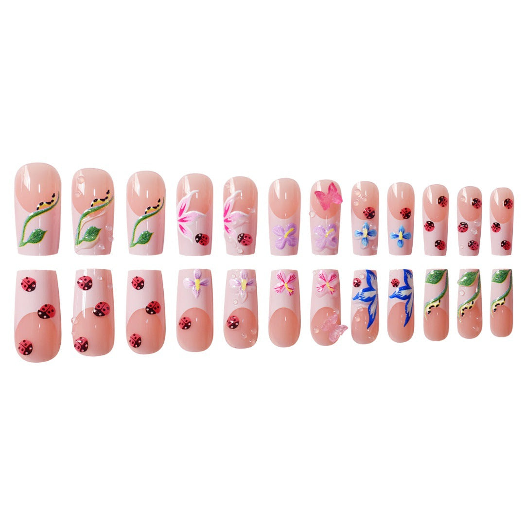 Floral Raised 3D Press-On Nail Set Bowlift