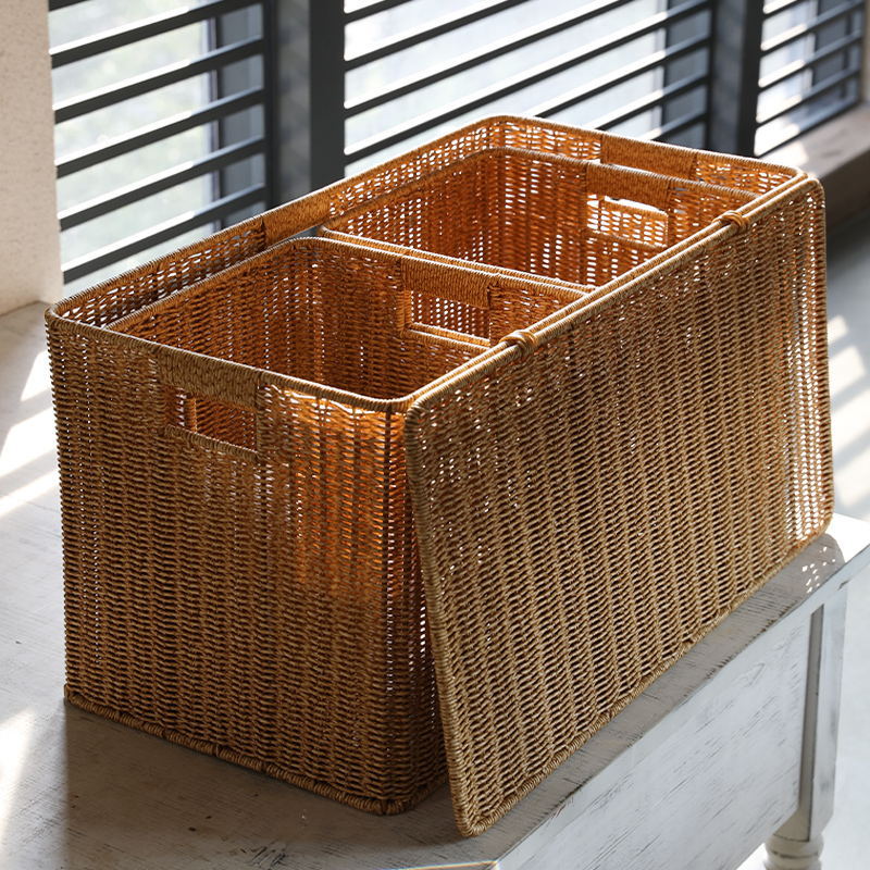 Unisex storage basket made of natural material with practical handles Bowlift