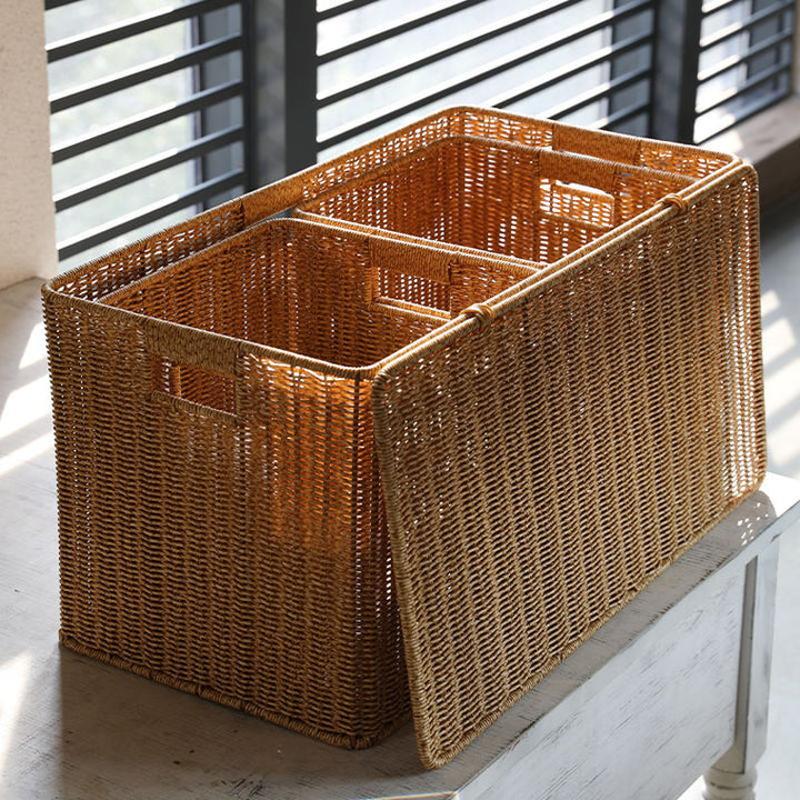 Unisex storage basket made of natural material with practical handles Bowlift