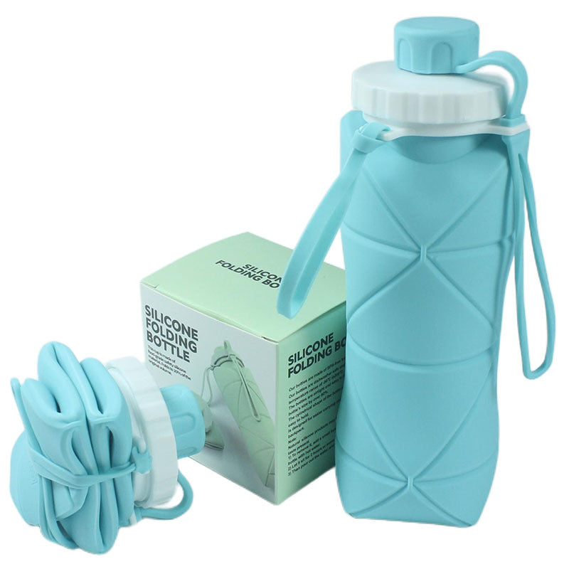 Collapsible Silicone Water Bottle with Leakproof Screw Cap and Carry Strap Bowlift
