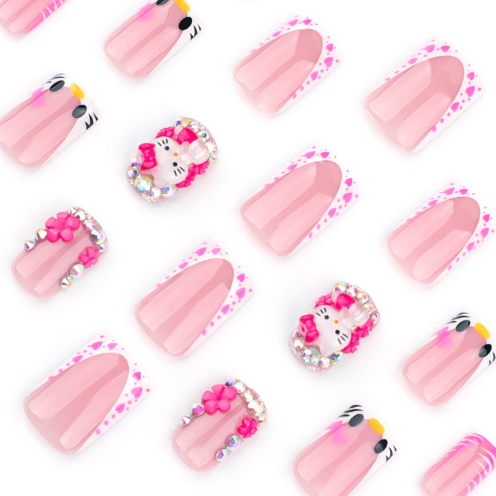Artistic Nail Art with Animal Motifs and Glitter Accents Bowlift
