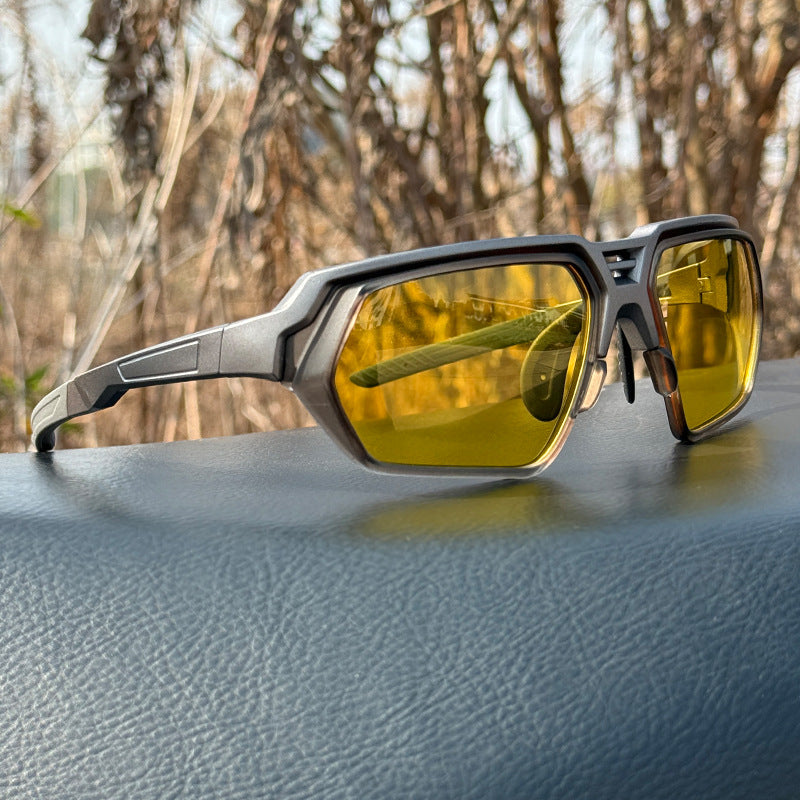 Photochromic Polarized Sports Sunglasses with Night-Enhancing Lenses and Tactical Wrap Frame Bowlift