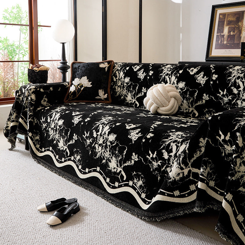 Floral Patterned Decorative Sofa Throw