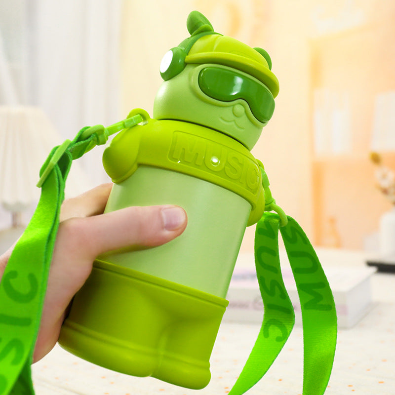 Women's water bottle with practical carrying strap and playful design Bowlift