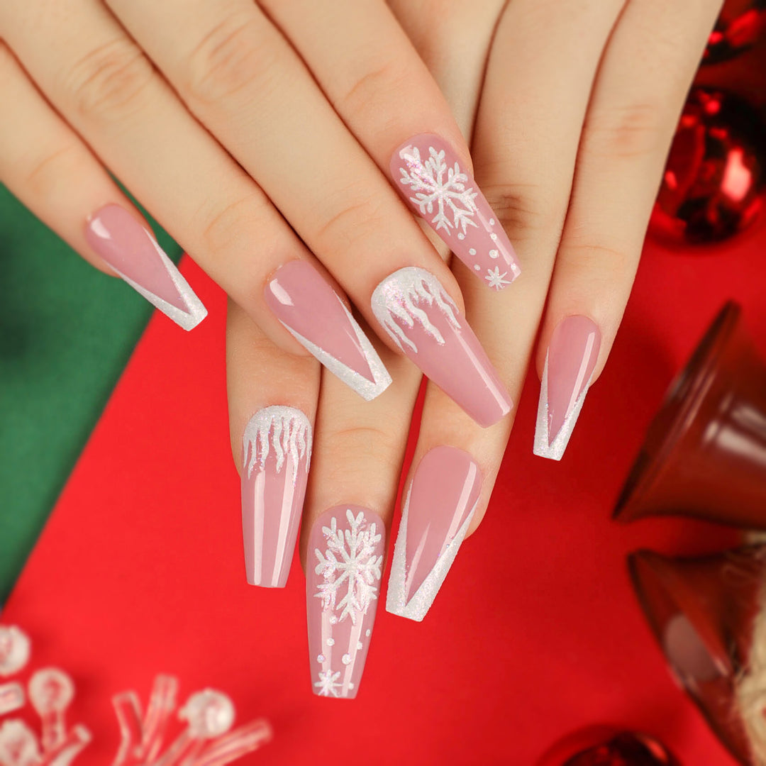 Artful Nail Extensions with Glitter and Rhinestone Embellishments Bowlift