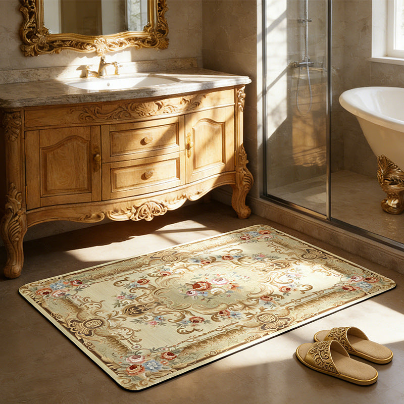Elegant Vintage Floral Bath Mat Bowlift