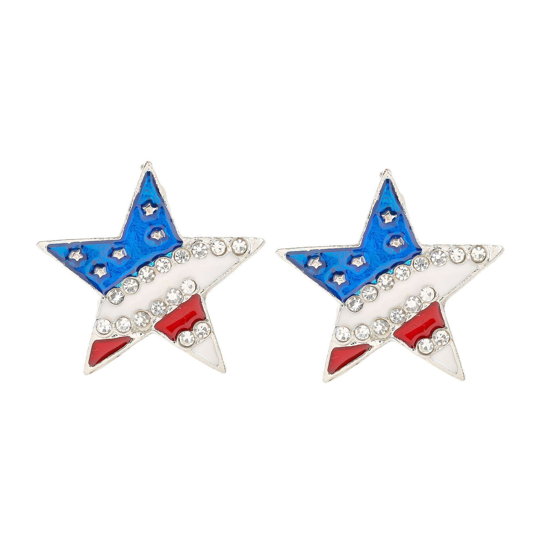 Women nan enamel horseshoe earrings with star motif and fishhook closure Bowlift