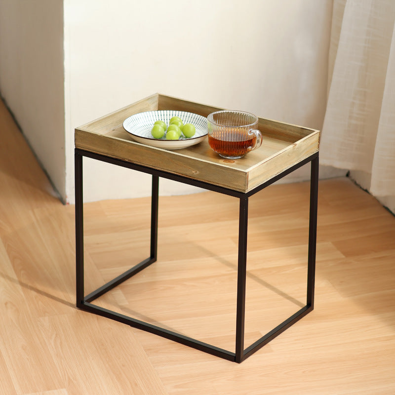 Modern side table with protected wooden tray Bowlift