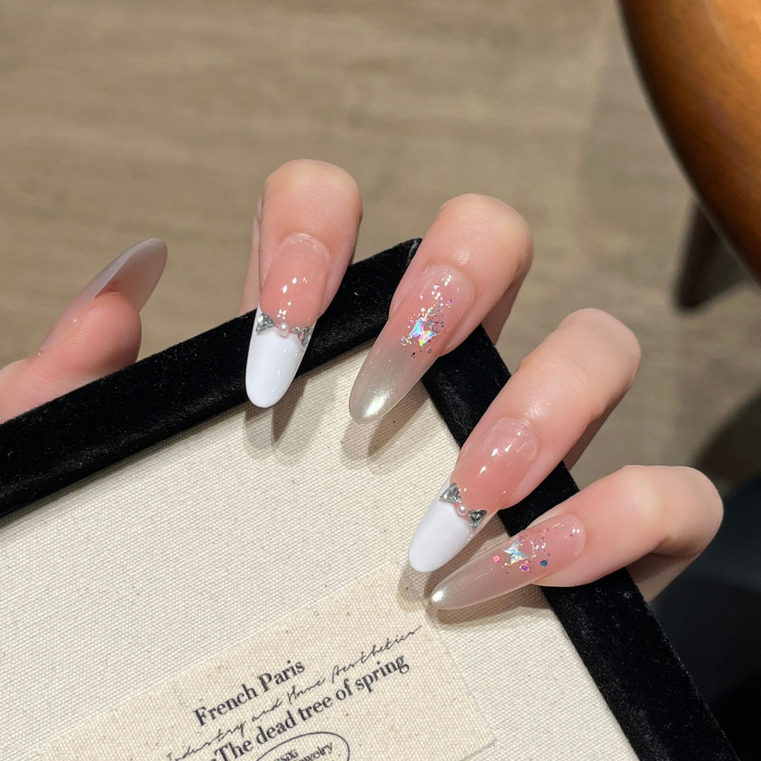 Decorative Press-On Nails with Gem Accents Bowlift
