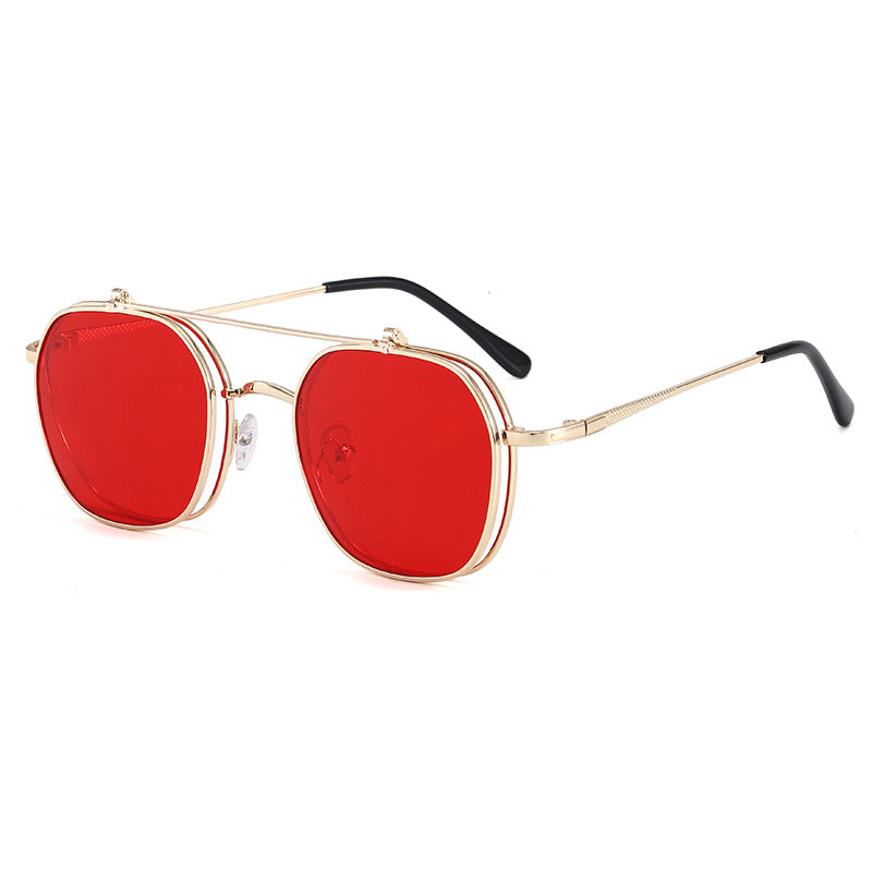 Women's geometric oversized sunglasses with elegant golden frame Bowlift