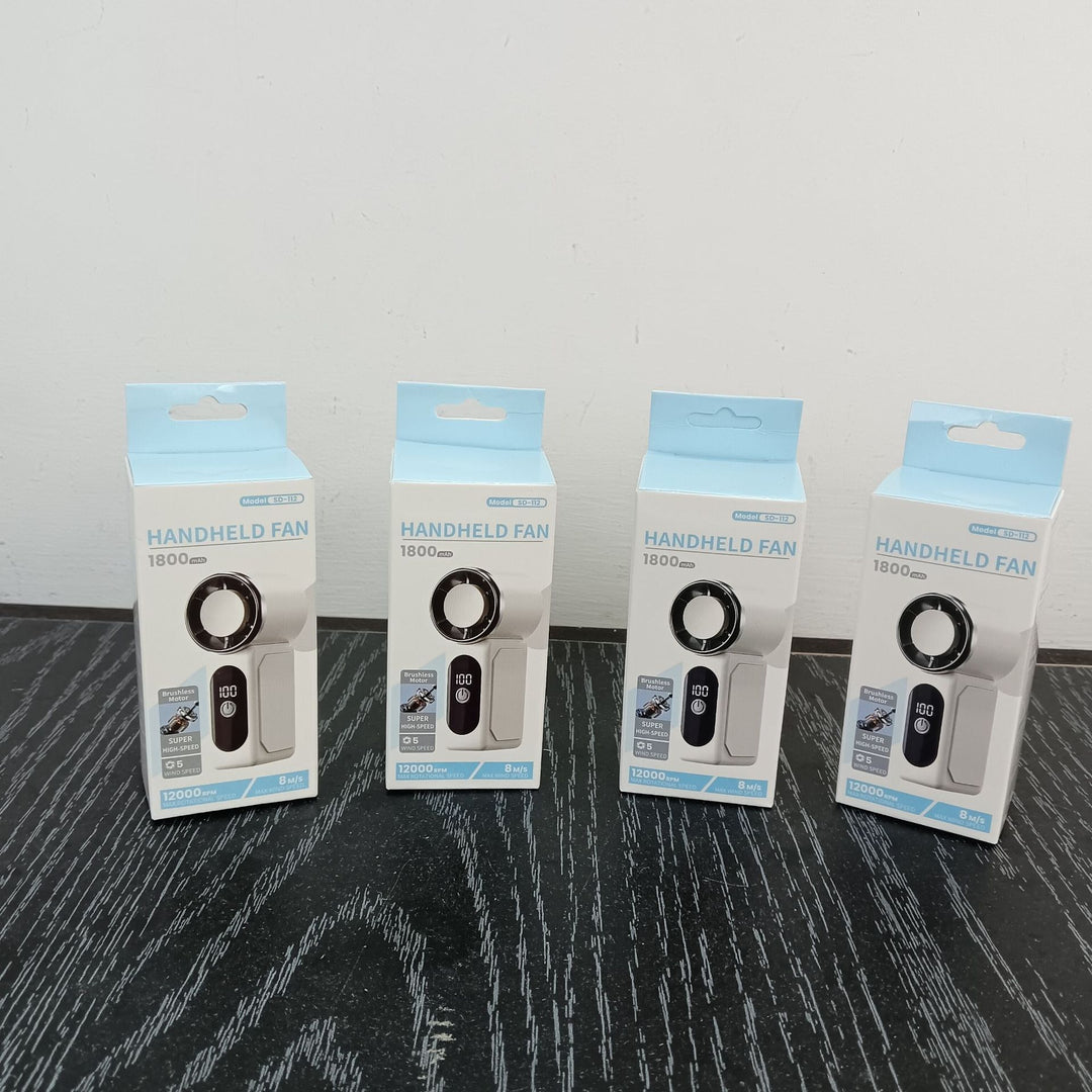 Unisex Portable Hand Fan with Digital Speed Display Bowlift