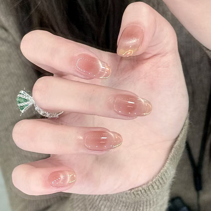 Elegant Glossy Press-On Nail Extensions Bowlift