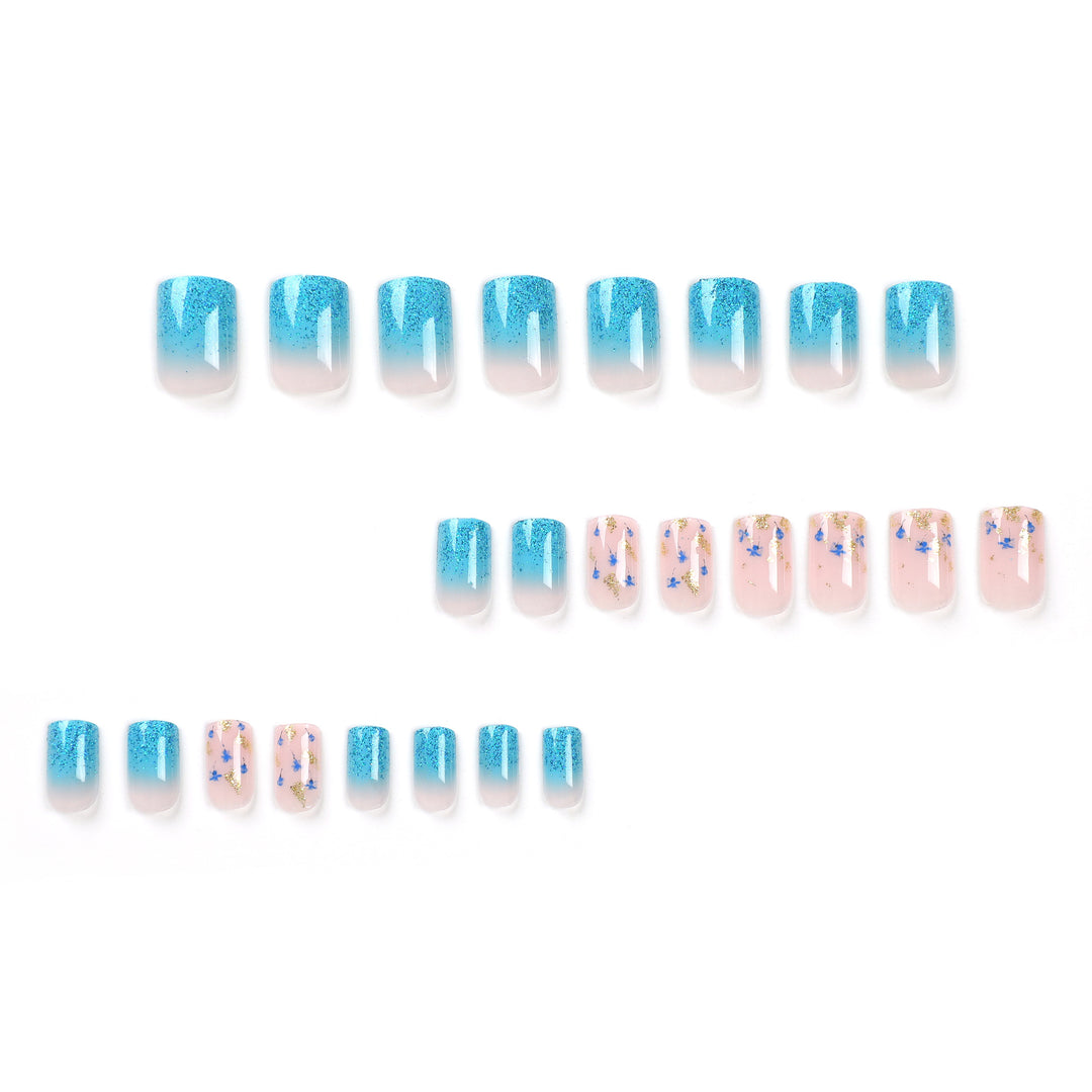 Artful acrylic nails with floral design and glitter effects Bowlift