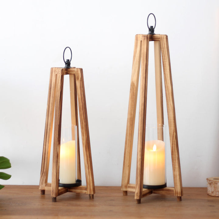 Elegant lantern made of wood and glass Bowlift