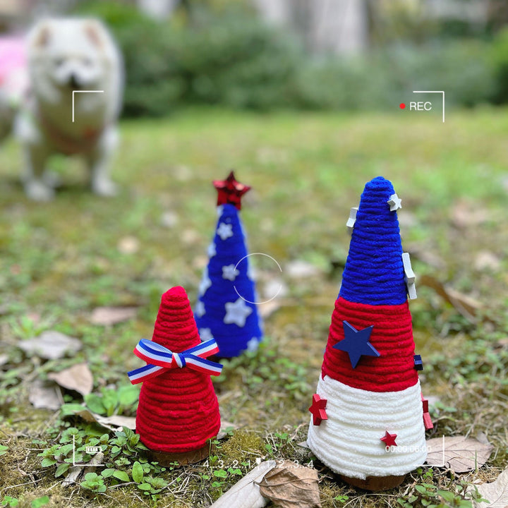 Independence Day patriotic festive tabletop cone centerpiece with felt star accents Bowlift