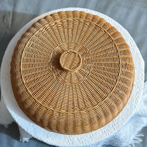 Handcrafted Round Woven Lidded Storage Basket Bowlift