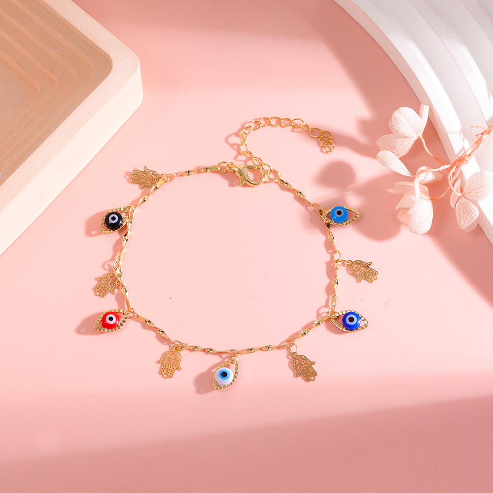 Decorative Evil Eye Charm Ankle Bracelet Bowlift
