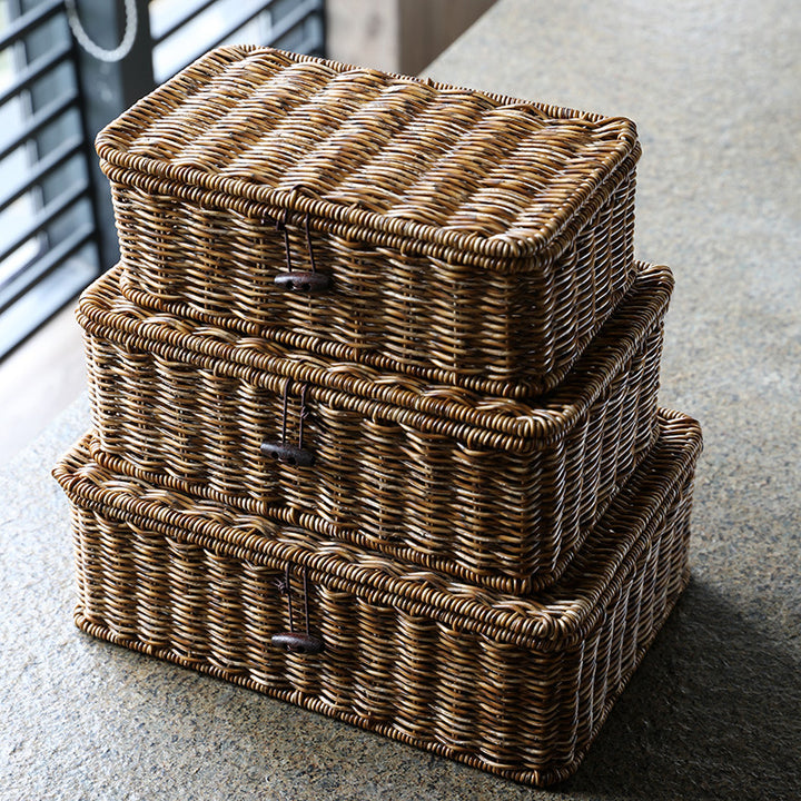 Handcrafted Natural Wicker Storage Chest Bowlift