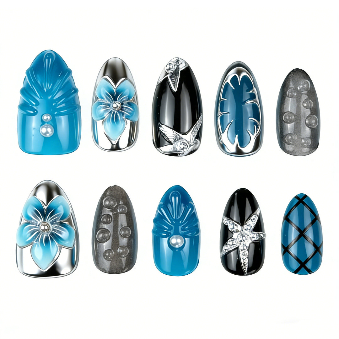 Artificial nail set with extravagant design Bowlift