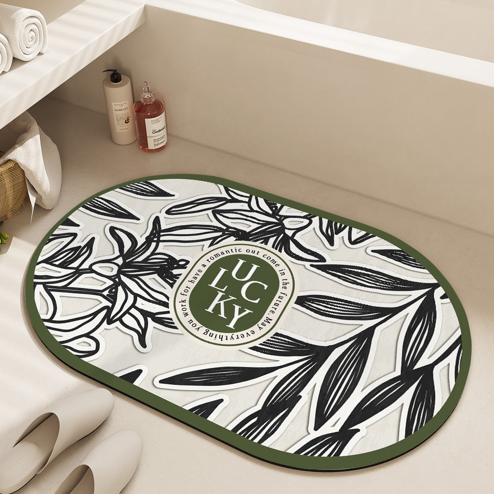 Oval Floral Bath Mat Bowlift