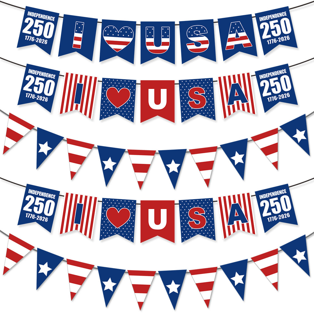 Unisex nan patriotic star and stripe multi-strand bunting garland banner set Bowlift