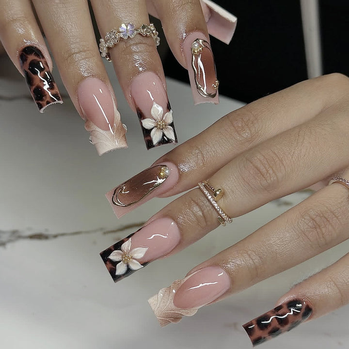 Floral Accent Acrylic Nail Art Extensions Bowlift