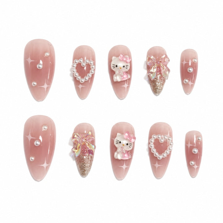 Heart and Character-Themed Artistic Press-On Nails Bowlift