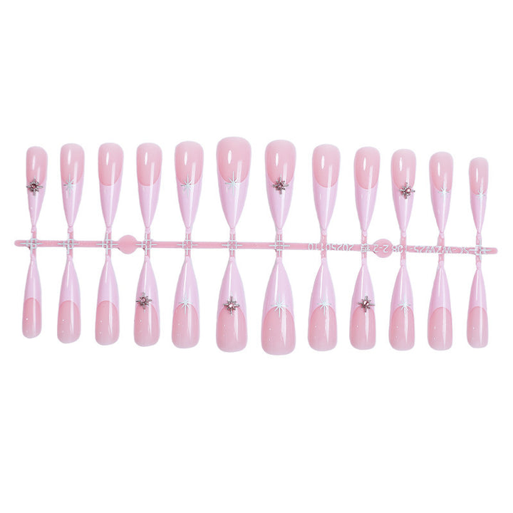 Elegant Press-On Nail Design Set with Decorative Floral Accents Bowlift