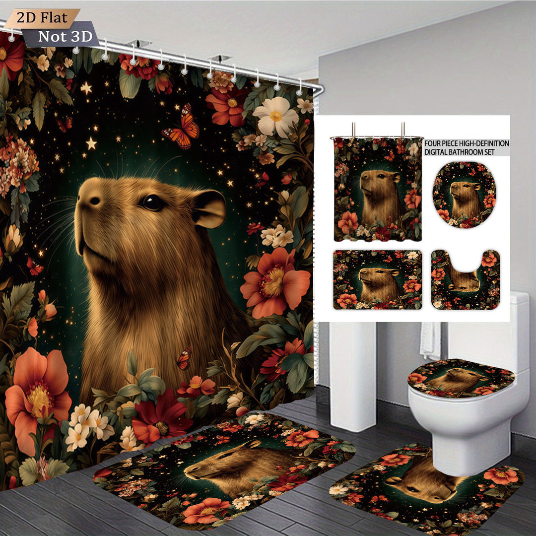 Cute Bear-Themed Four-Piece Bathroom Set Bowlift