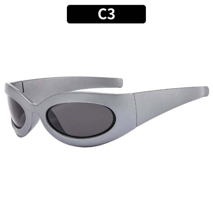 Sleek Futuristic Oval Sunglasses