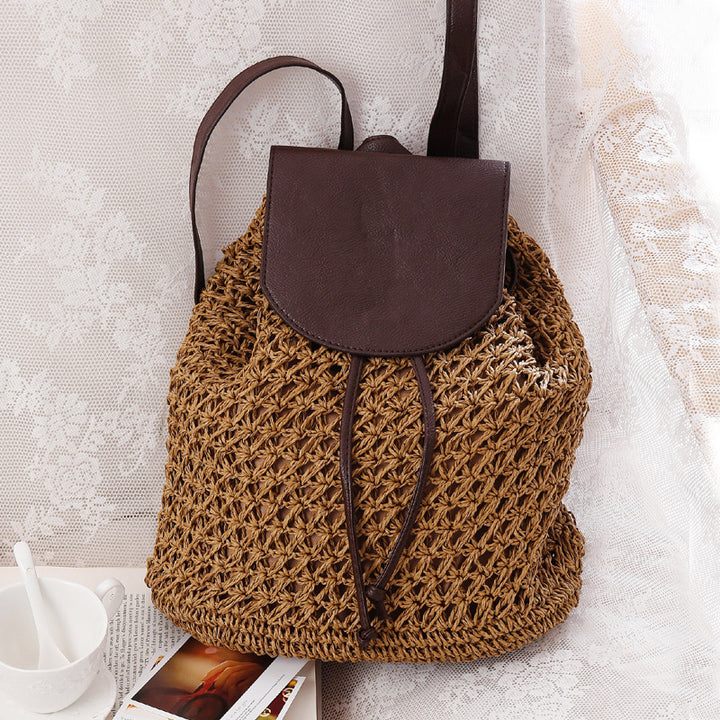Macramee Backpack Bag with Elegant Leather Lid Bowlift