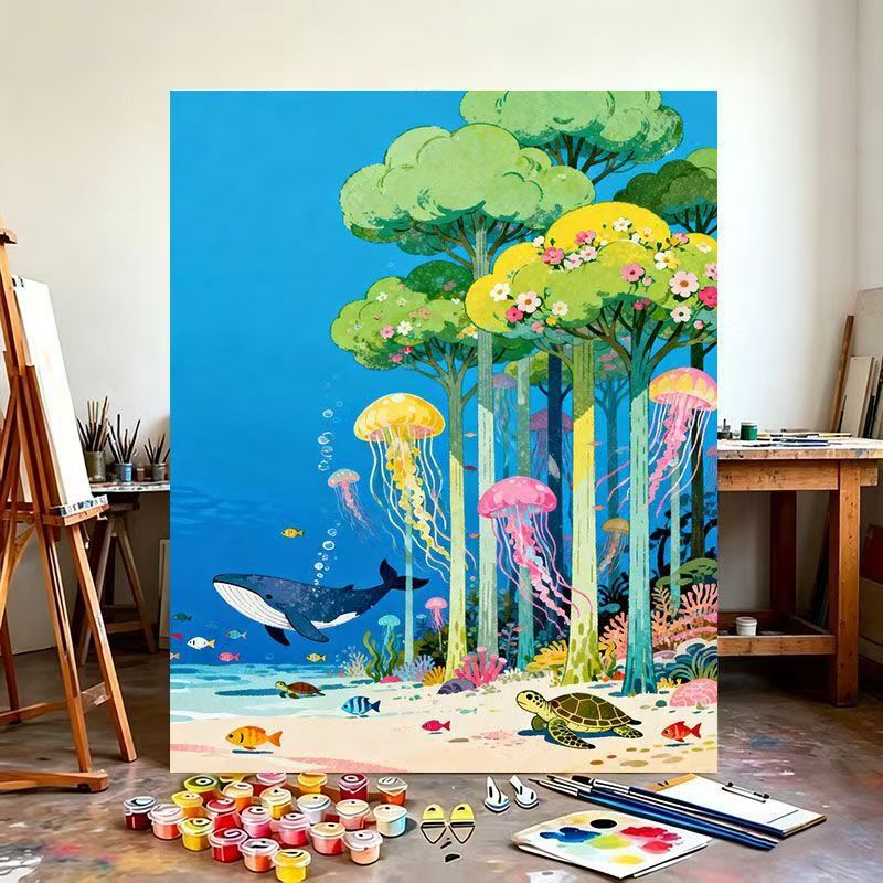 Underwater Fantasy Scene Canvas Art Print Bowlift