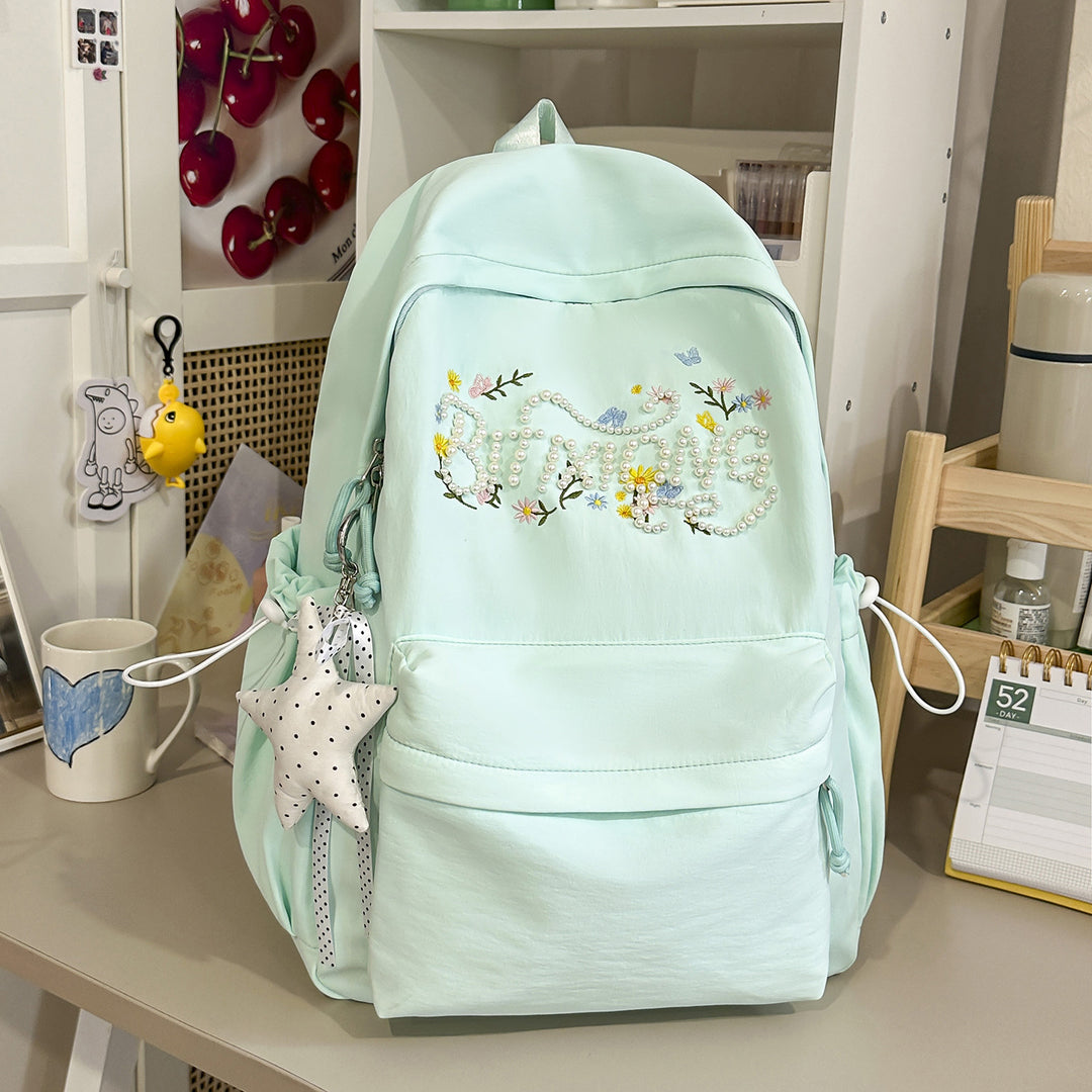 Embroidered Floral Design Backpack