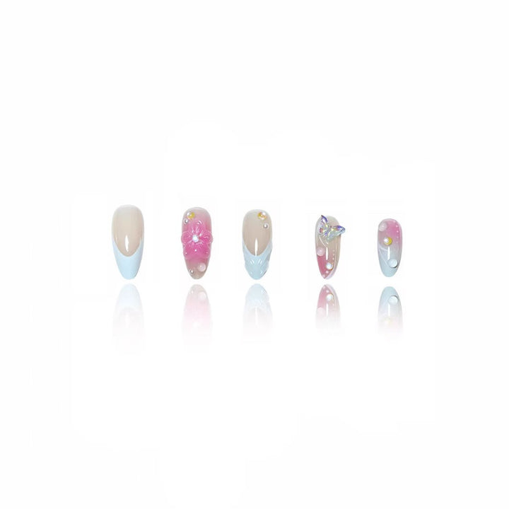Premium Floral Art Press-On Nail Set Bowlift