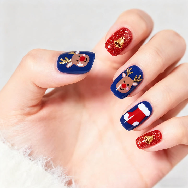 Artificial Nail Set with Colorful Flower Patterns Bowlift