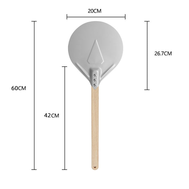 long-handled perforated pizza peel with wooden handle Bowlift