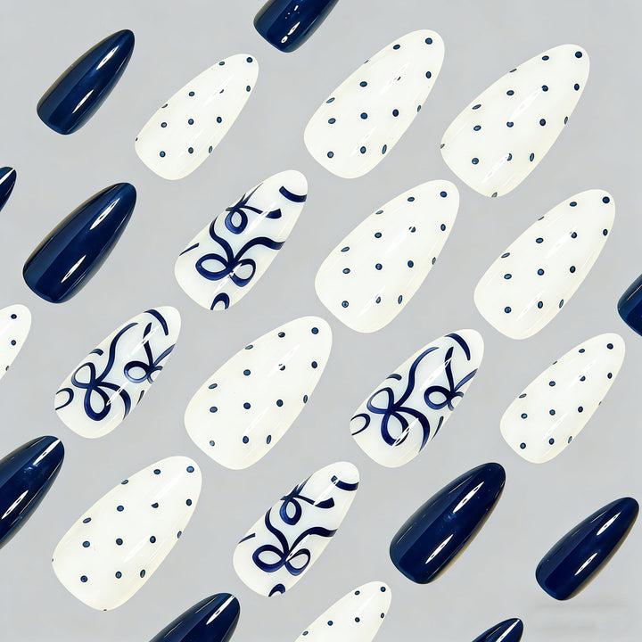 Artistic Bow and Dot Press-On Nail Set Bowlift