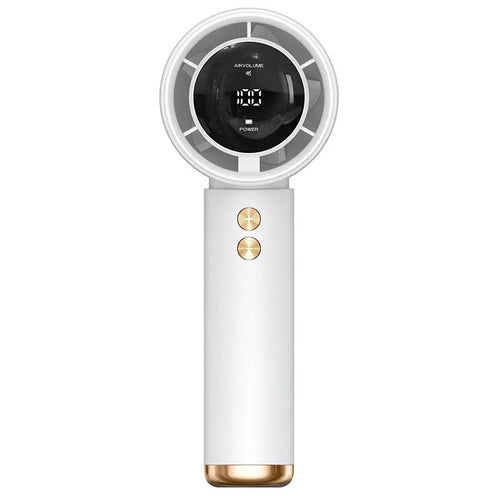 Unisex nan more compact bladeless hand fan with LED display, multi-stage control and battery operation Bowlift