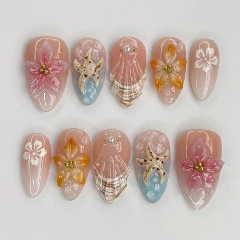 Nature-Themed Artistic Press-On Nail Set Bowlift
