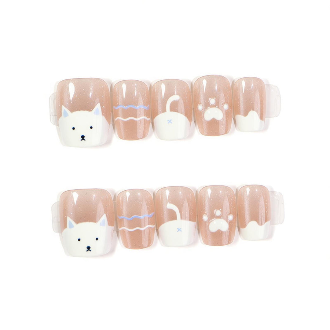 Cat-Themed Press-On Nail Art Bowlift