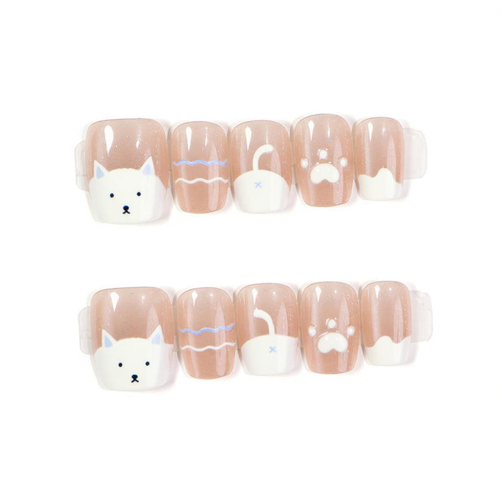 Cat-Themed Press-On Nail Art Bowlift