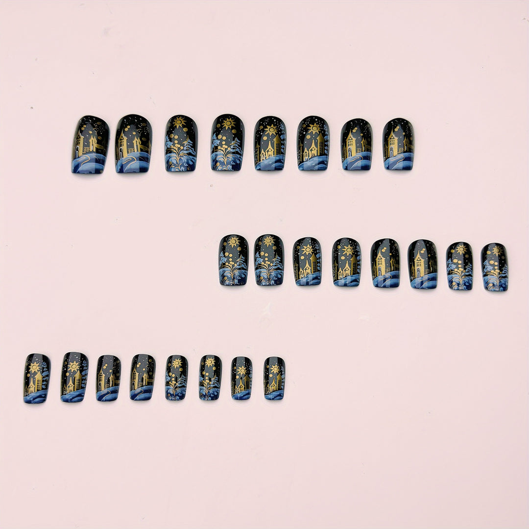 Festive Winter Scene Nail Art Bowlift