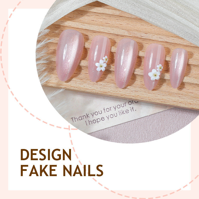 Artificial Nail Set with Shiny Floral Accents Bowlift
