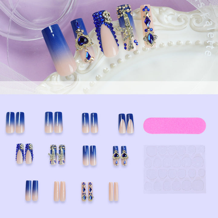 Artistic Rhinestone-Embellished Press-On Nail Art Set Bowlift