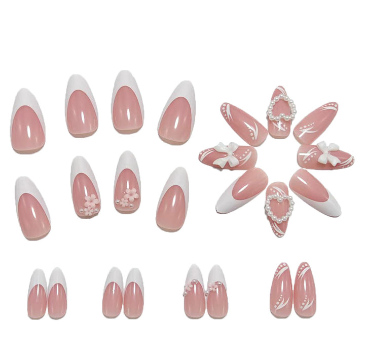 Artificial nails with romantic 3D flower and bow decoration Bowlift