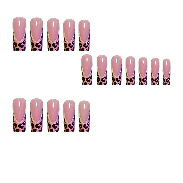 Stylish Press-On Nail Set with Leopard Design Bowlift