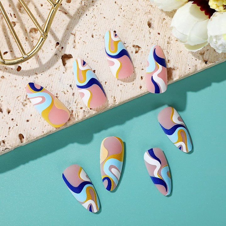 Artificial nails with modern wave-shaped design Bowlift