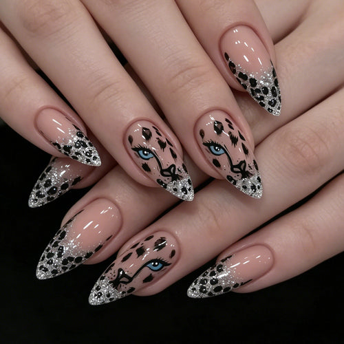 Artistic Leopard Print Stiletto Nail Art Tips Bowlift