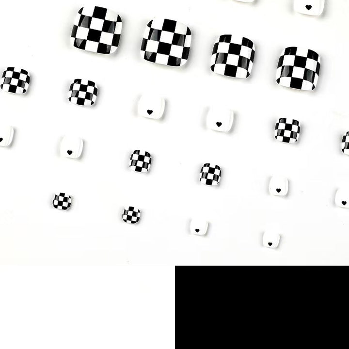 Stylish Checkerboard Pattern Artificial Nails Bowlift